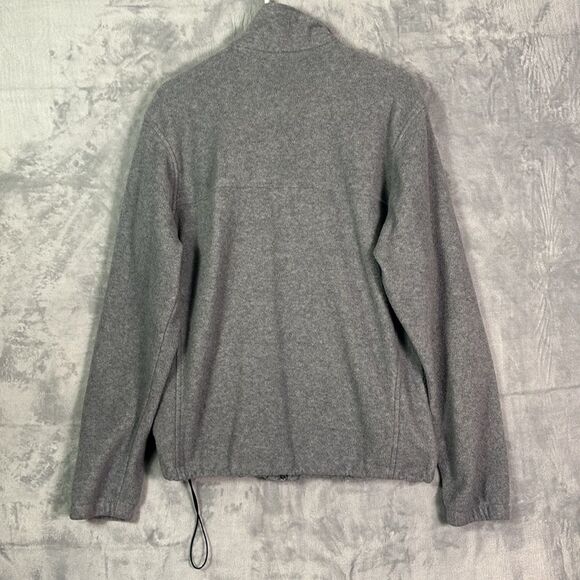 Columbia Grey Soft Full Zip Cinch Waist Zipper Pockets Fleece Jacket Size Medium - Picture 9 of 9